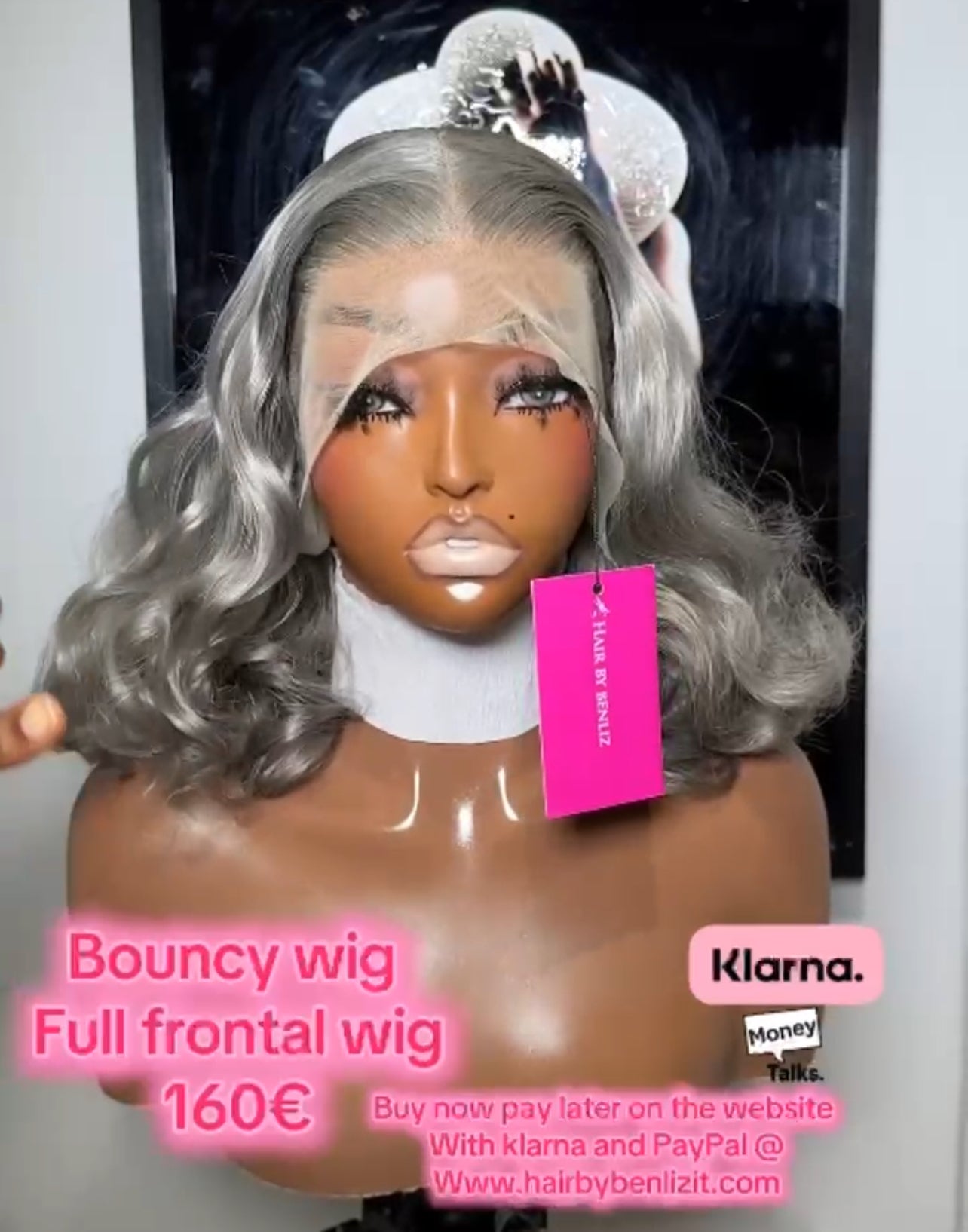 Grey full frontal wig