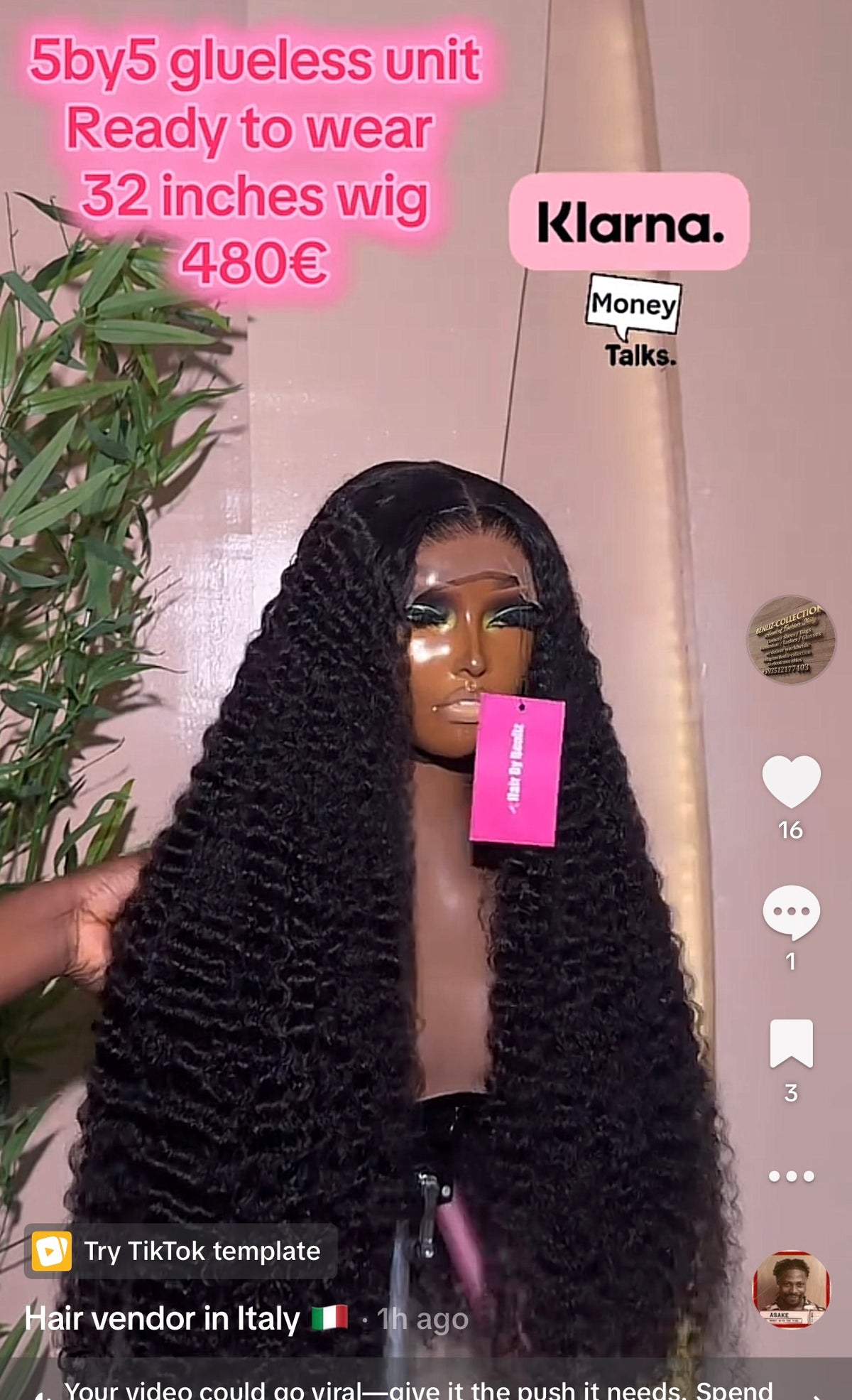 5by5 glueless wig 32”