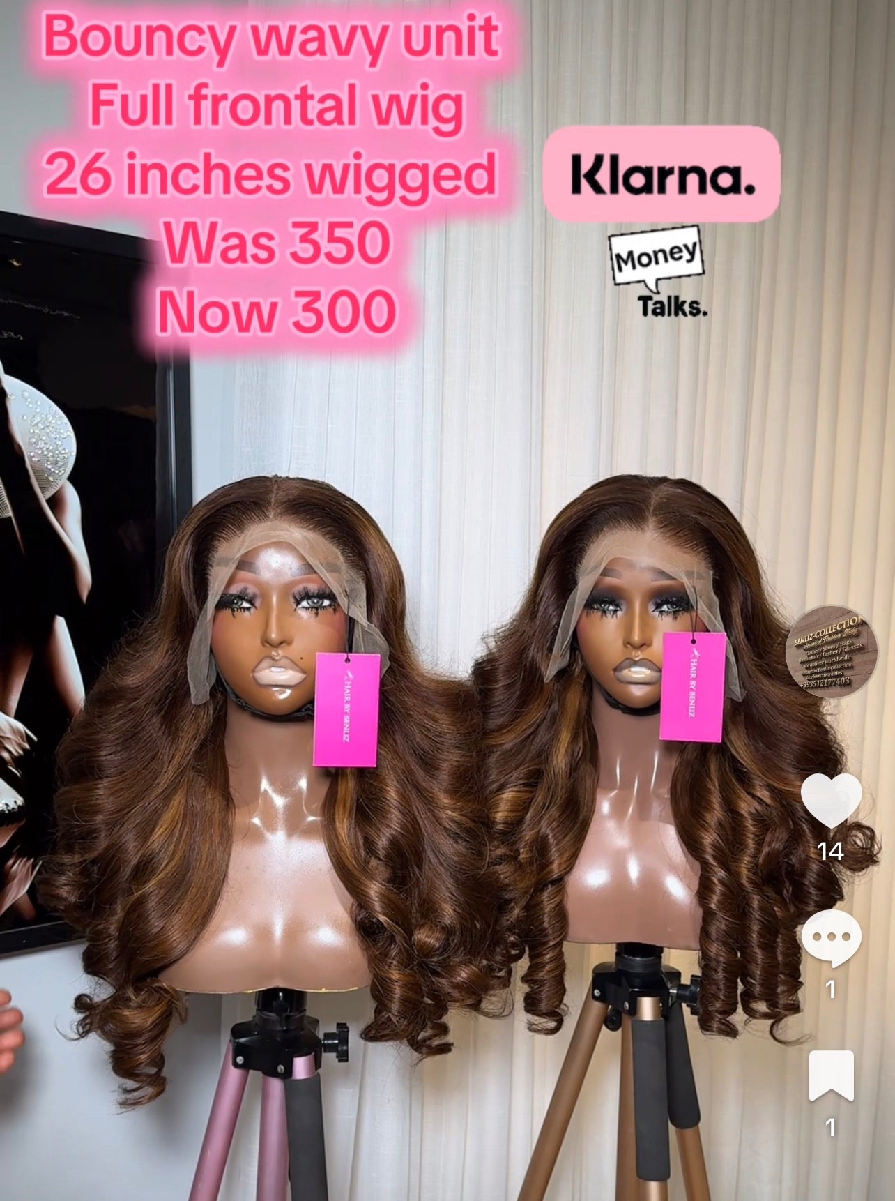 Bouncy wavy full frontal wig 26”