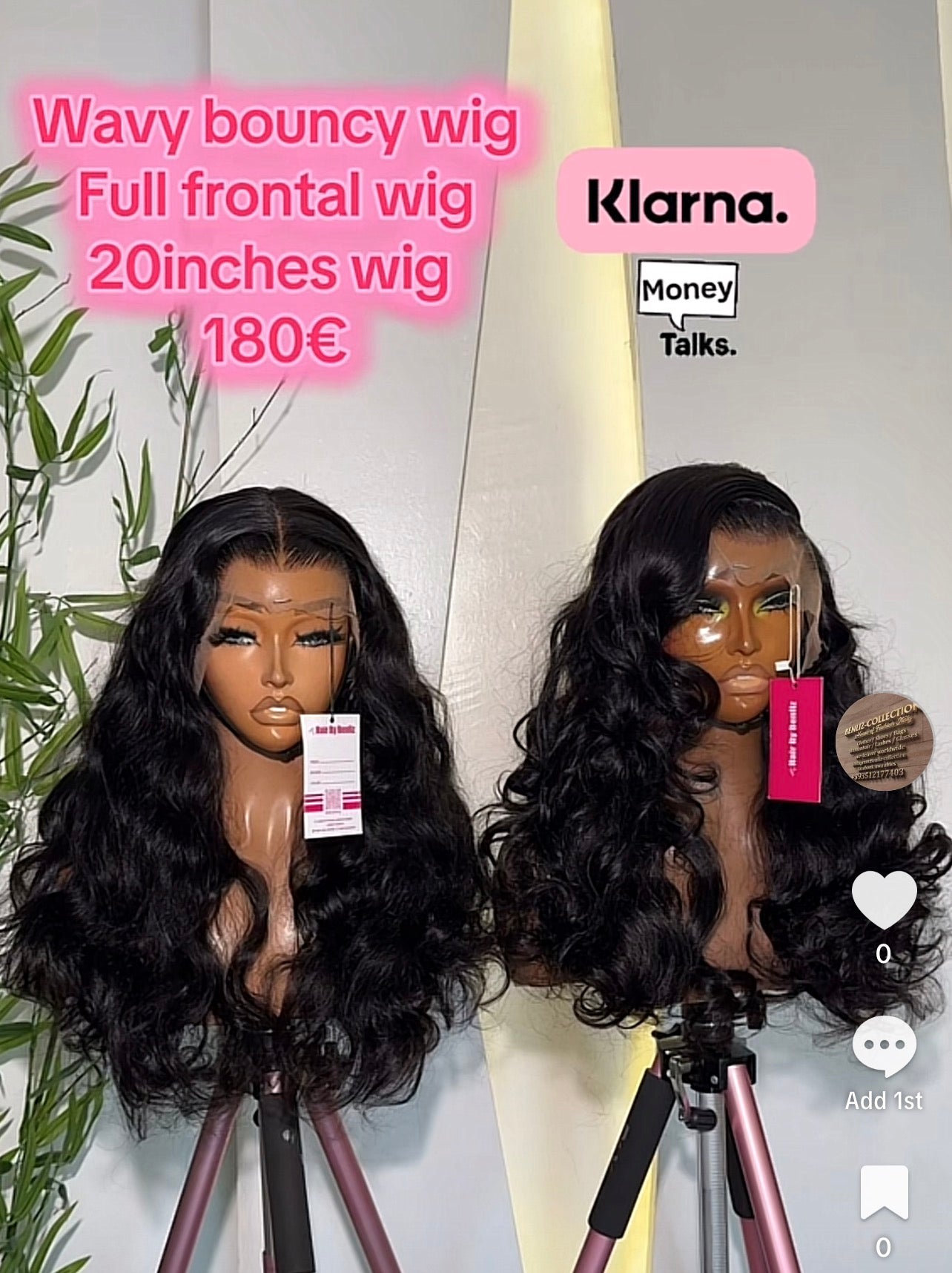 Bouncy wavy full frontal wig 20”