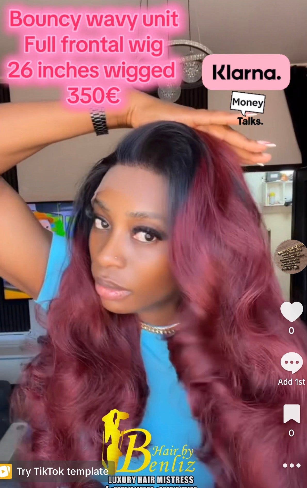 Bouncy wavy full frontal wig 26”