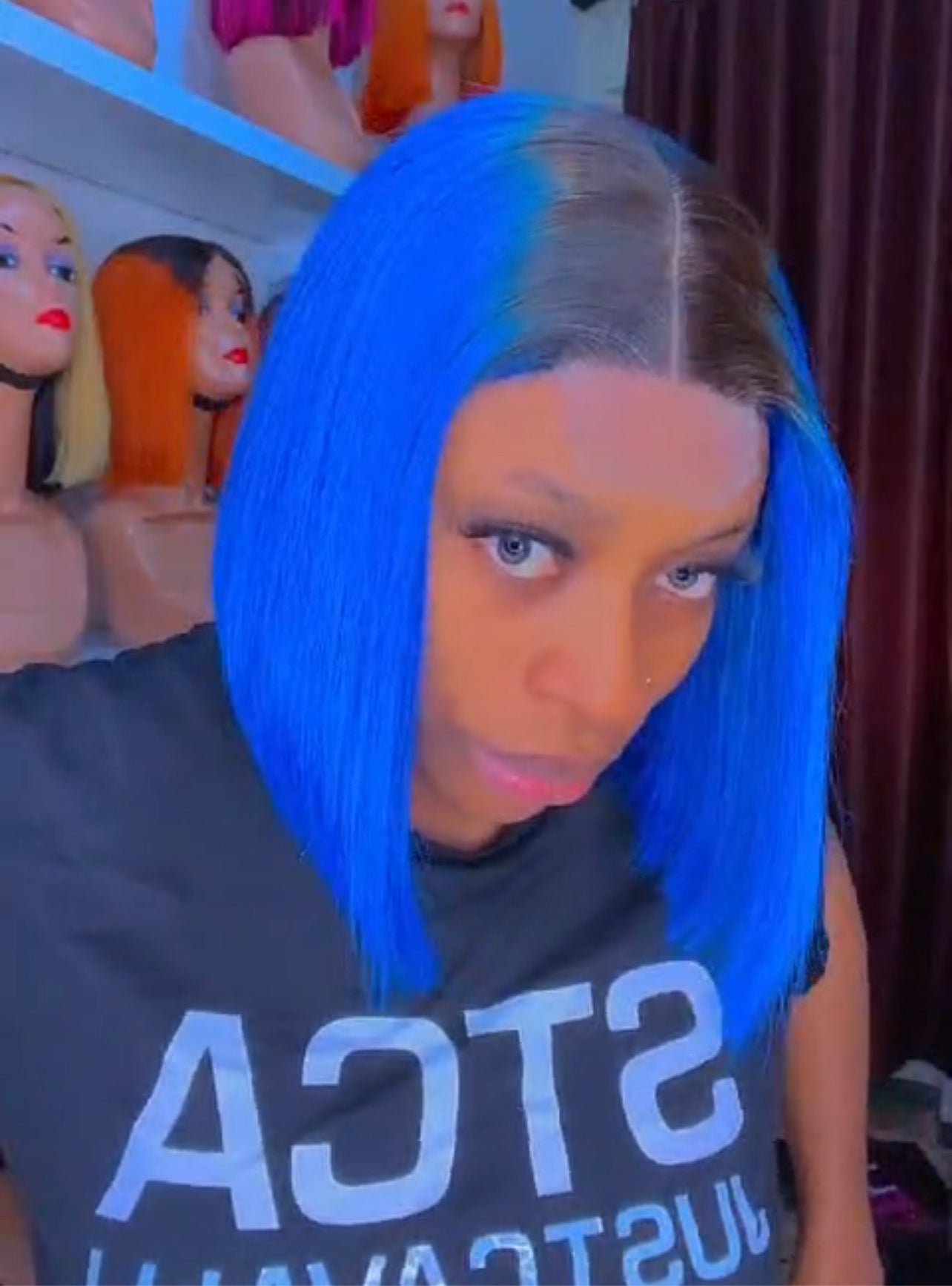 Blue with dark root