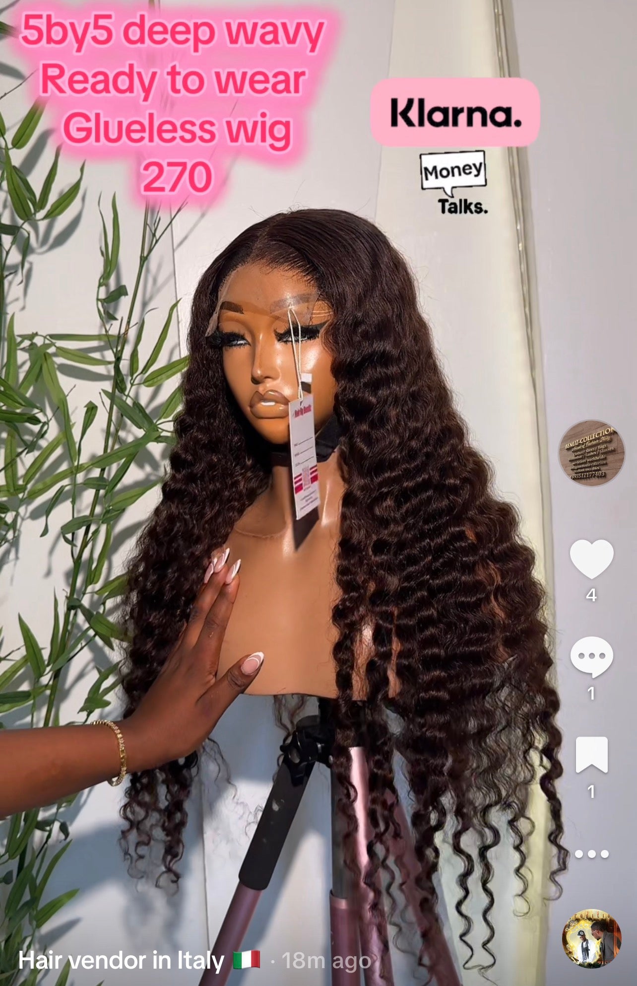 Deep wavy 5by5 glueless wig
