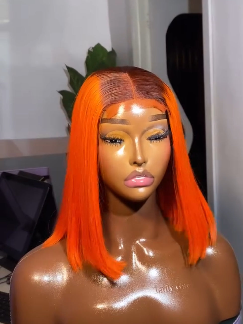 Orange with dark root 2by6 closure 10inches