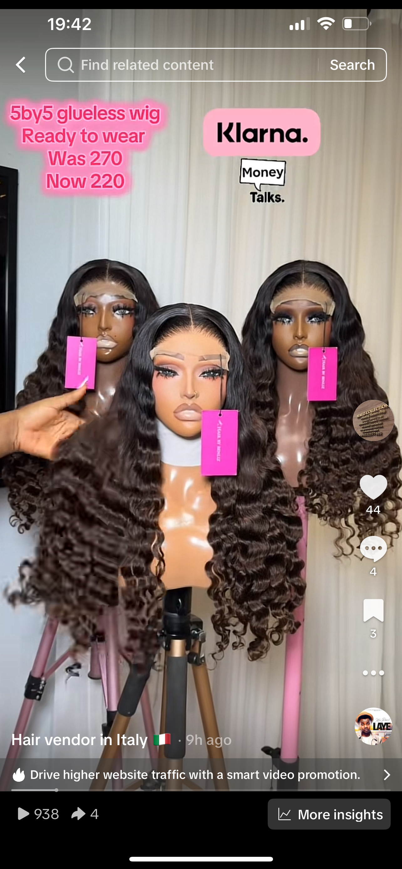 Ready to wear glueless wig