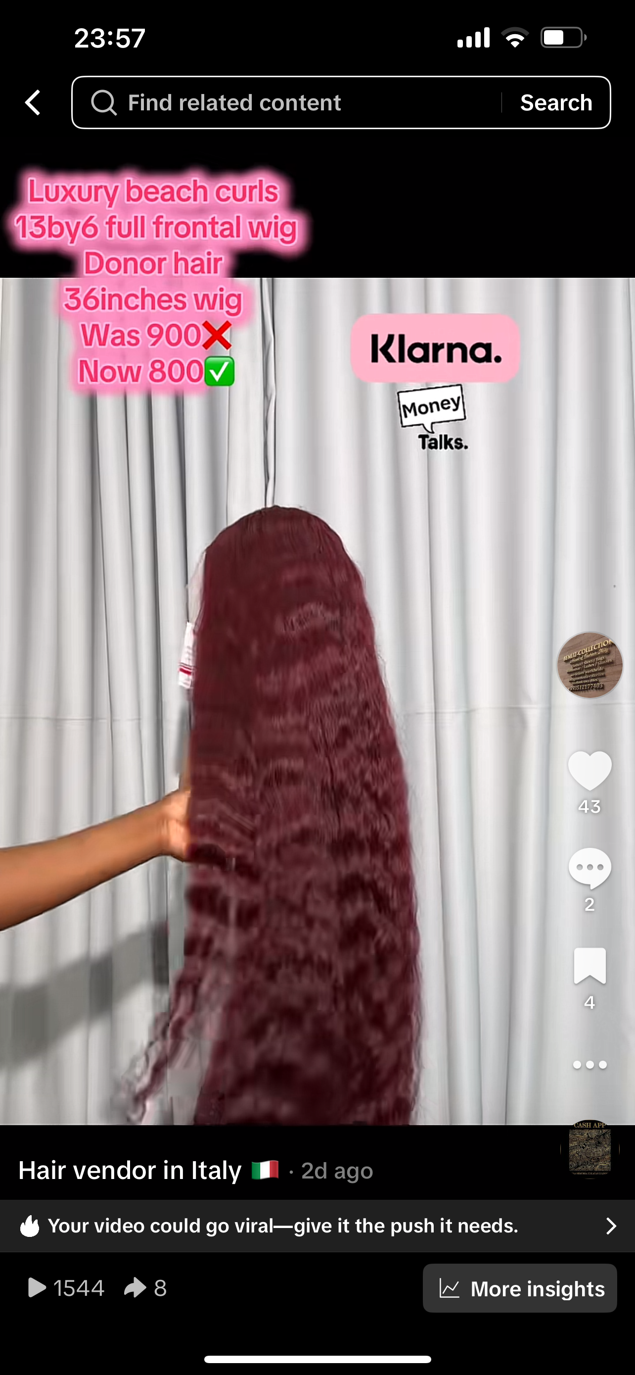 Luxury beach curls 36”