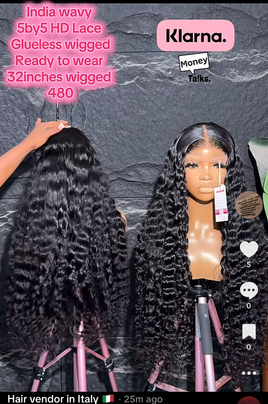 India wavy 32inches hd 5by5 lace