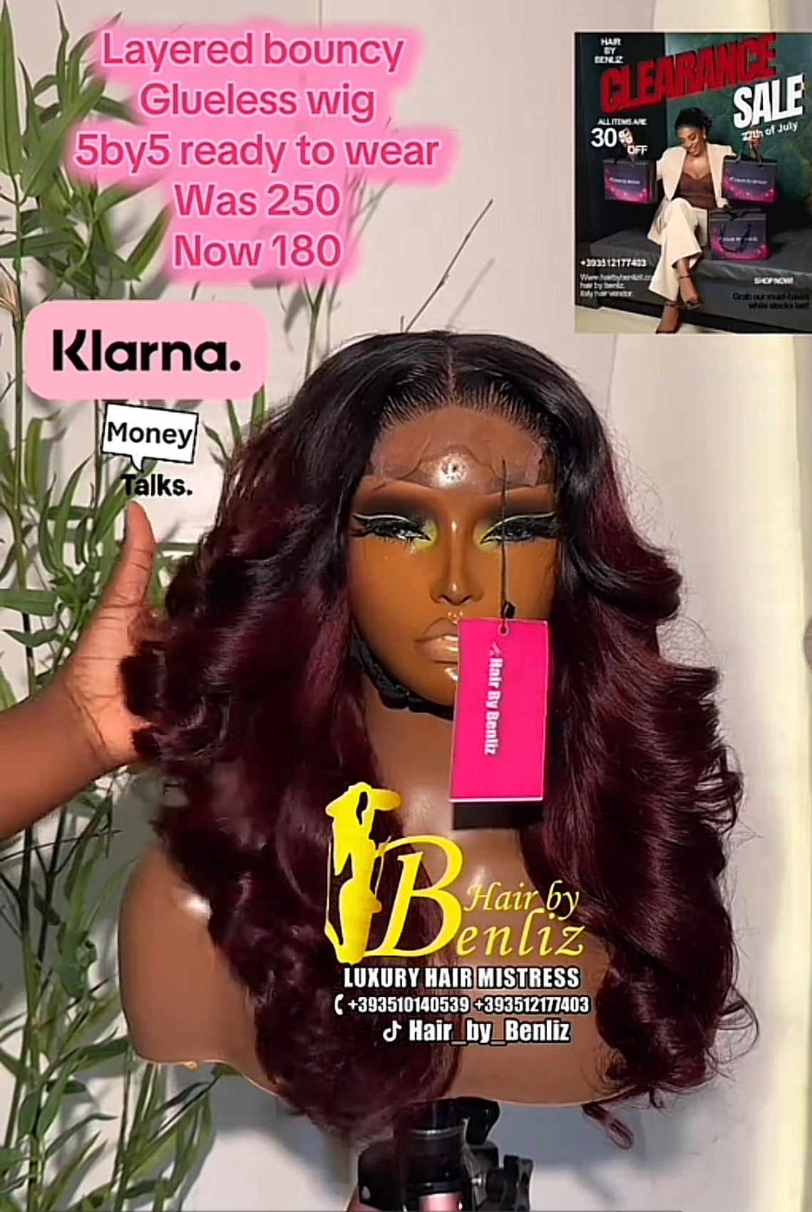 Layered bouncy glueless wig