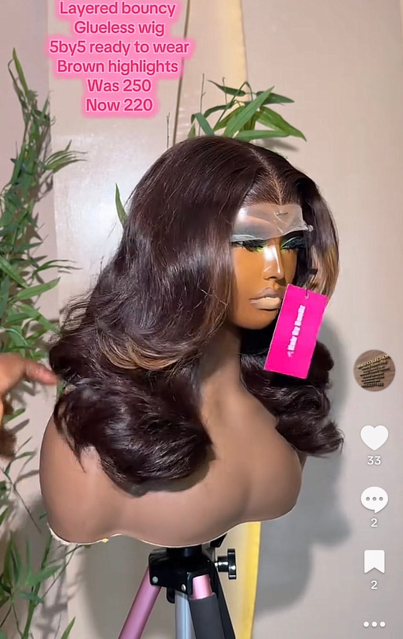 Layered bouncy 5by5 glueless wig