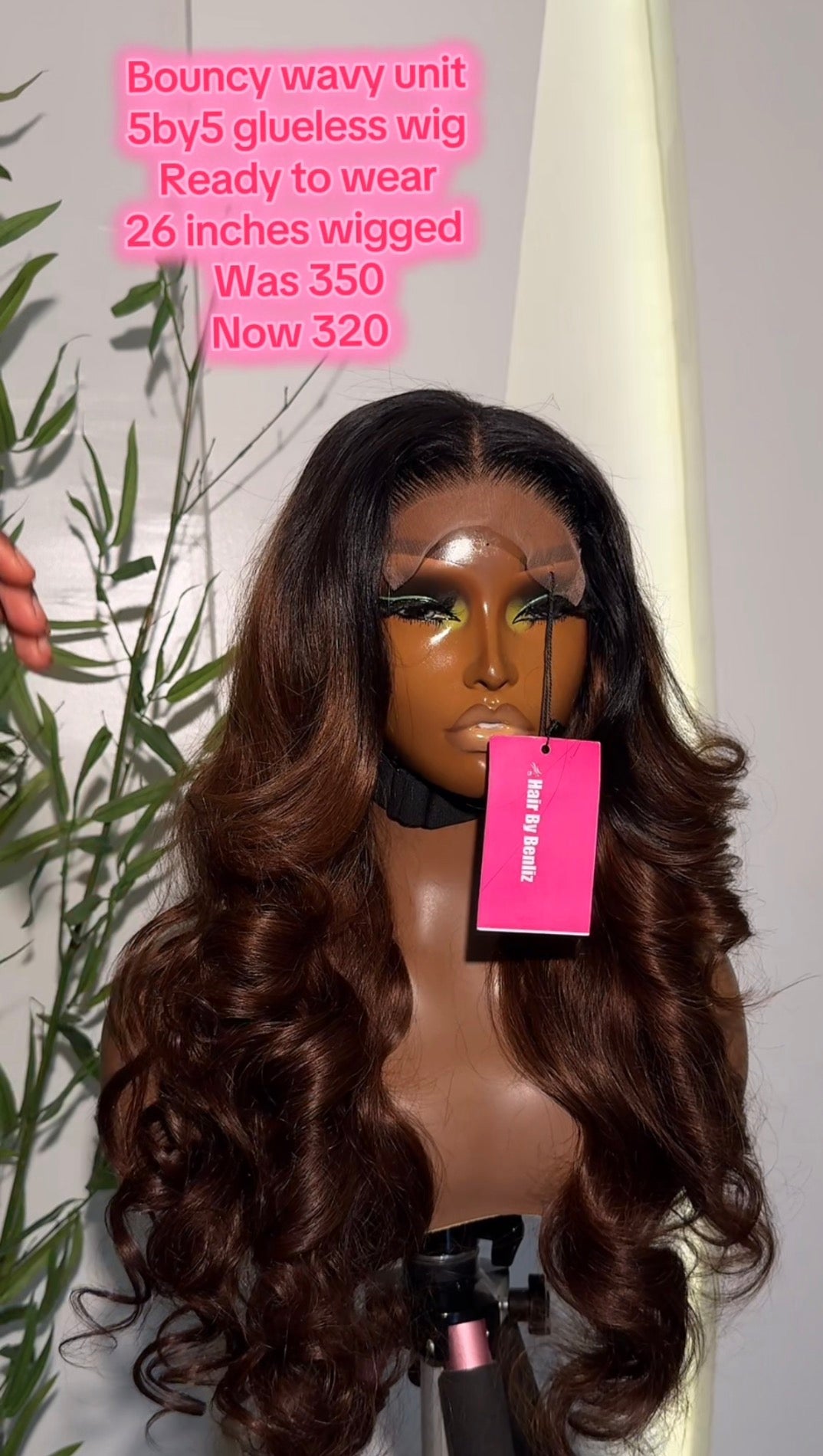 Bouncy wavy unit 5by5 glueless wig