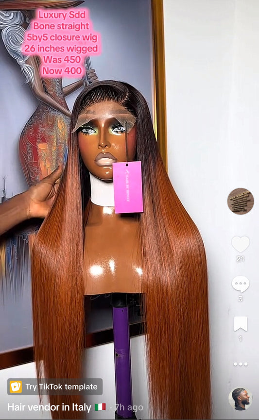 Luxury sdd bone straight 26” 5by5 closure