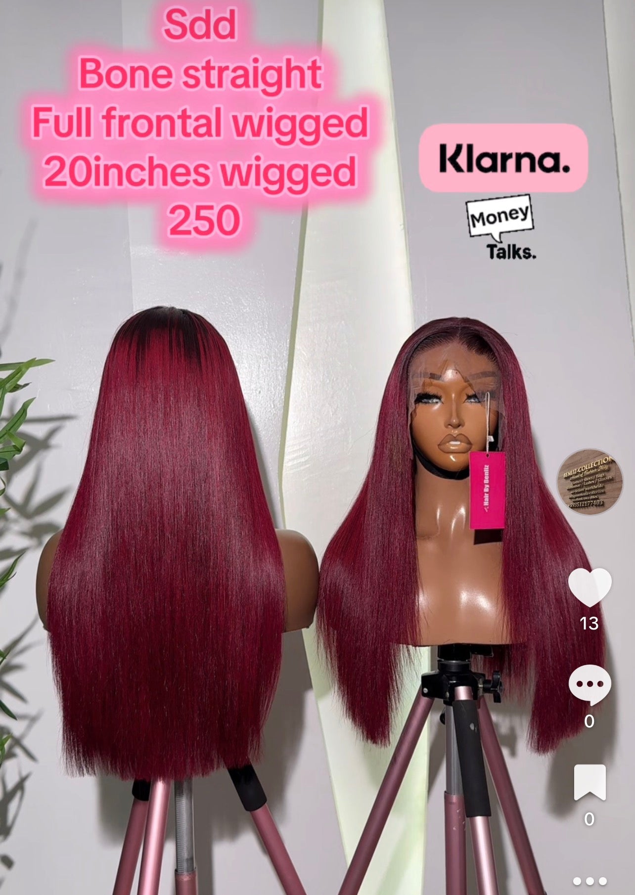 Sdd bone straight full frontal wigged 20inches