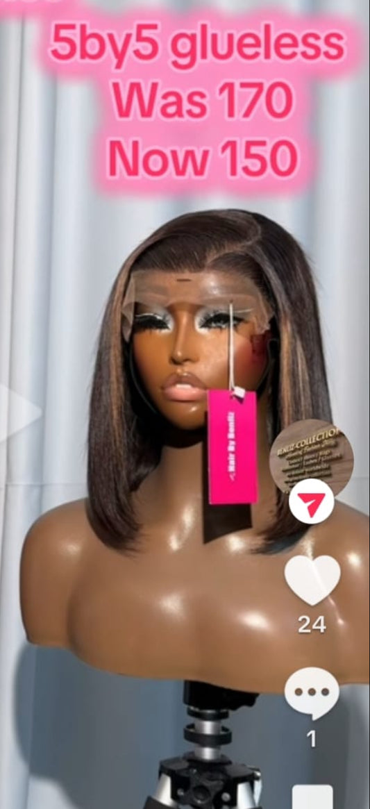 5by5 glueless bone straight 10inches