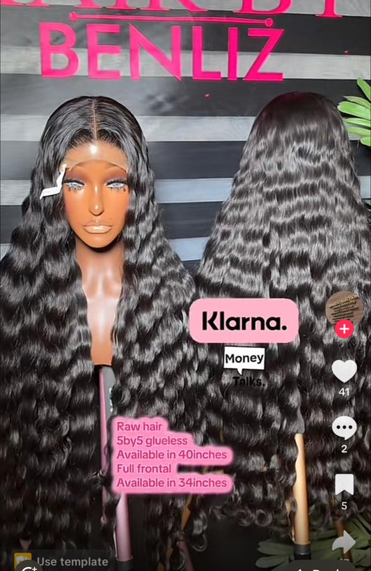 Raw hair 40inches 5by5 mini. Frontal