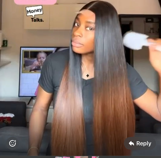 2tone sdd bone straight 32inches  with 2by6 closure