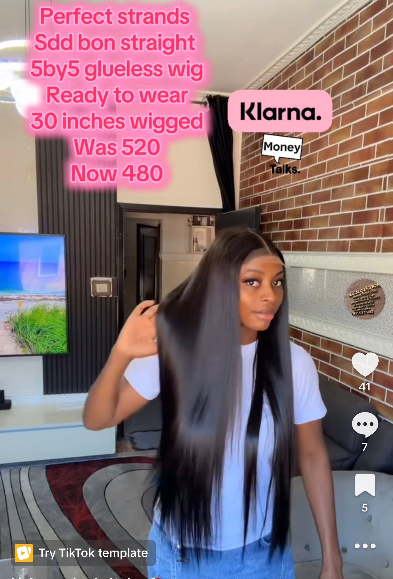 Glueless wig Sdd bone straight 30”