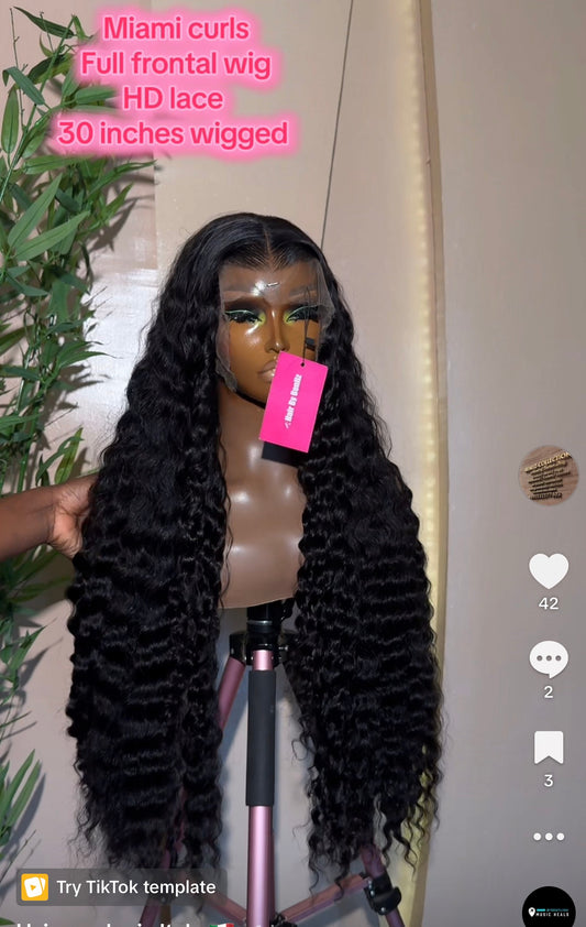 Miami curls HD full frontal lace 30”