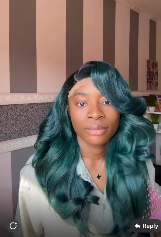 Green bouncy hair