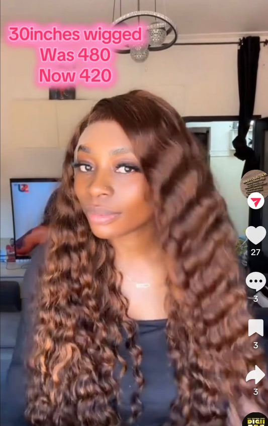 Loose deep full frontal wig