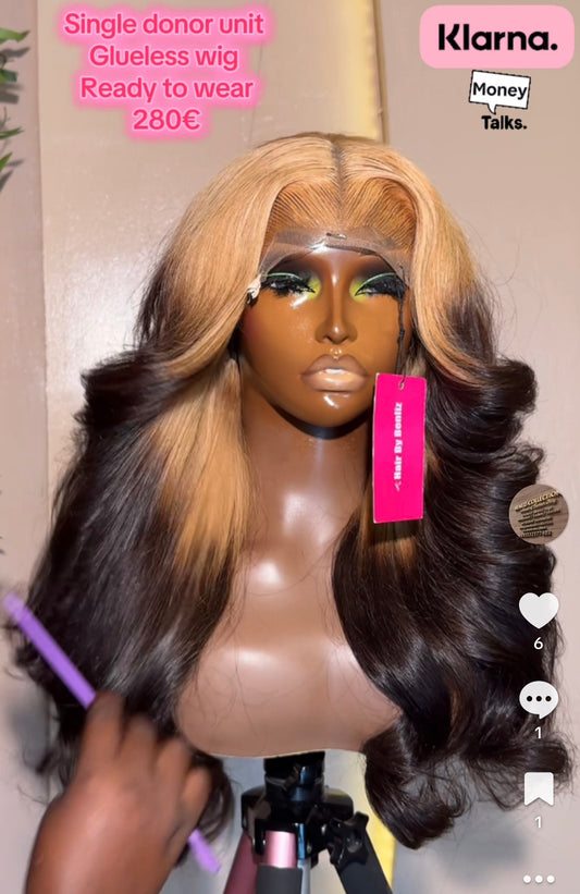 Single donor glueless wig