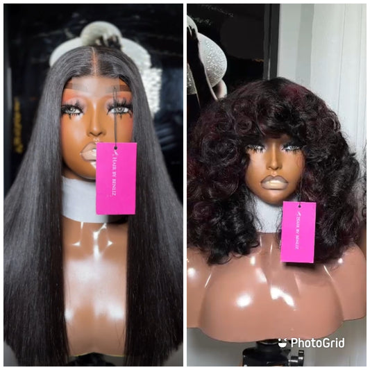 Bone straight/ bounce fringe